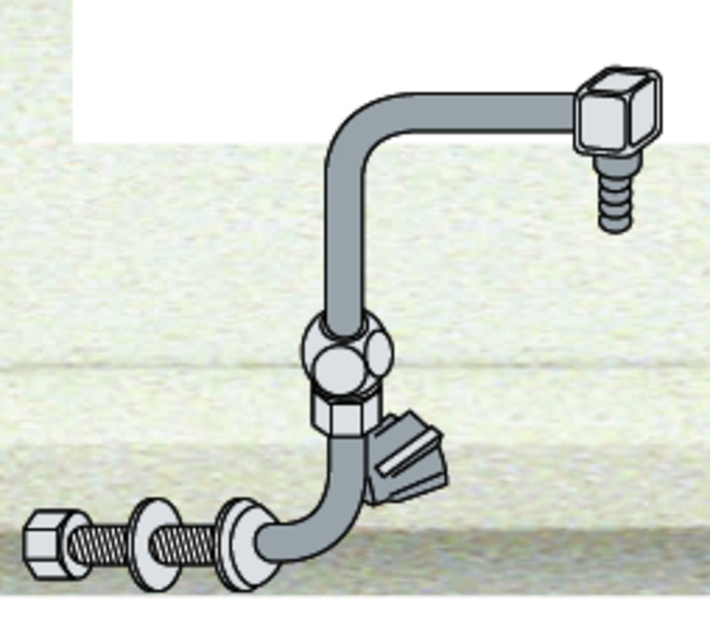 Col de cygne avec robinet pour fluide ultrapur désionisée déminéralisée