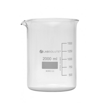 BECHER A BEC FORME BASSE VERRE BOROSILICATE GRADUE 2L - X4