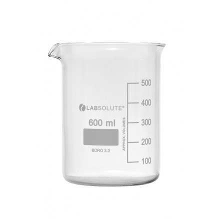 BECHER A BEC FORME BASSE VERRE BOROSILICATE GRADUE 600ML X10