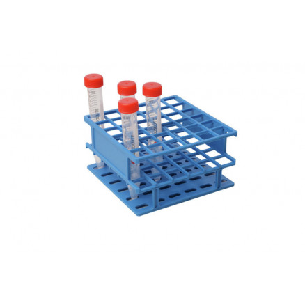 PORTOIR POUR 6X6 TUBES DE 15ML EN NYLON BLEU 126X126X56MM